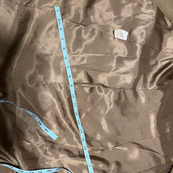 Calvin Klein Full Button Down Single Breast 100% Merino Camel Coat Women Size 6 - Picture 12 of 12